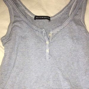 Brandy melville blue and white striped tank top